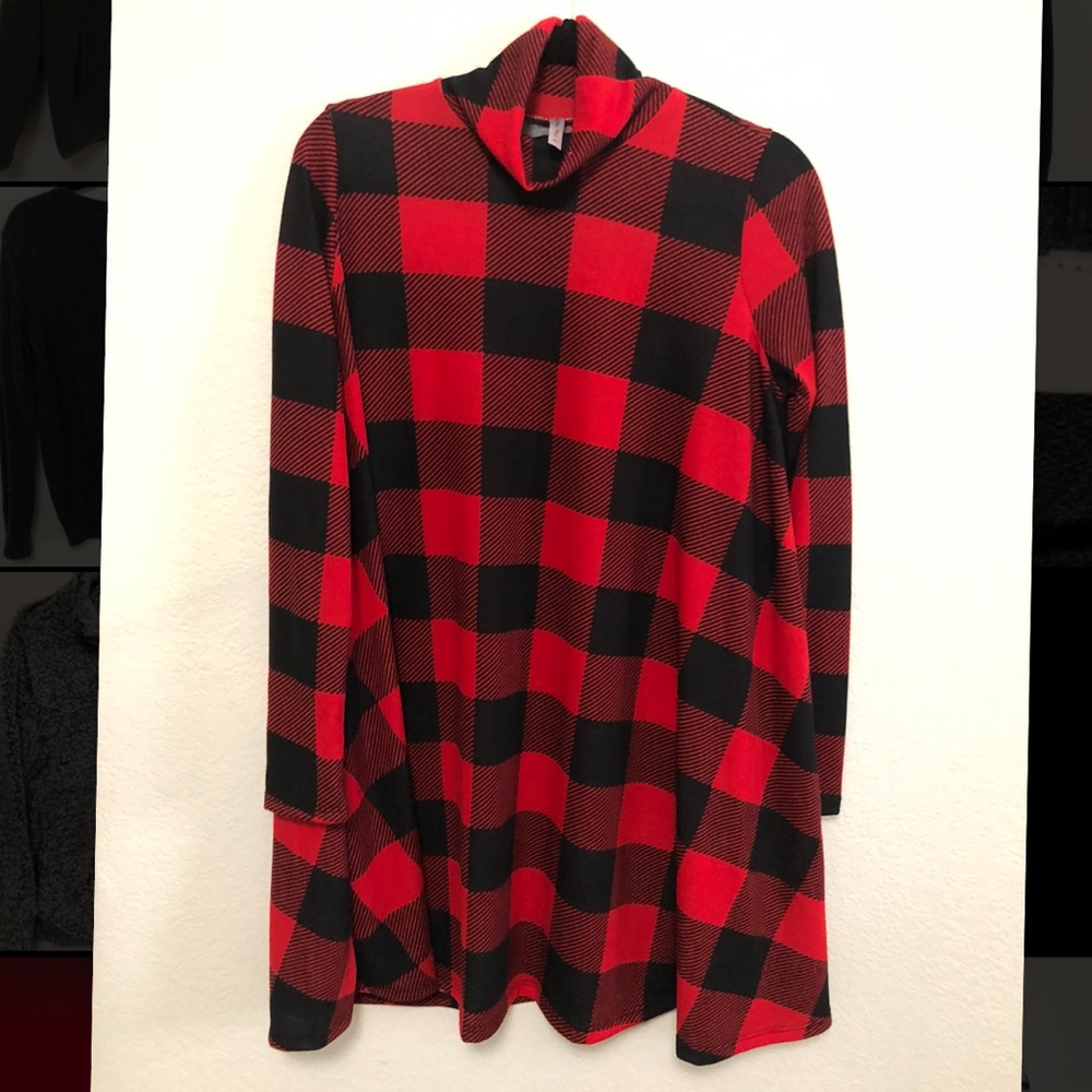 Turtle Neck Buffalo Check Dress
